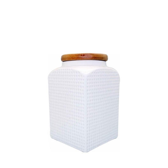 Picture of Ceramic Square Storage Jar With Lid - 21 x 13 Cm