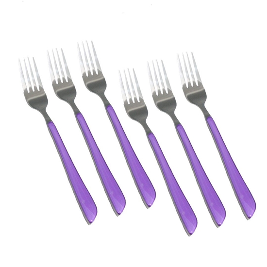 Picture of Stainless Steel Fork with Colored Handle, 6 Pcs - 20 Cm