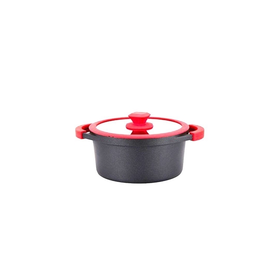 Picture of Black - Aluminium Cooking Pot with Glass Lid - 20 Cm