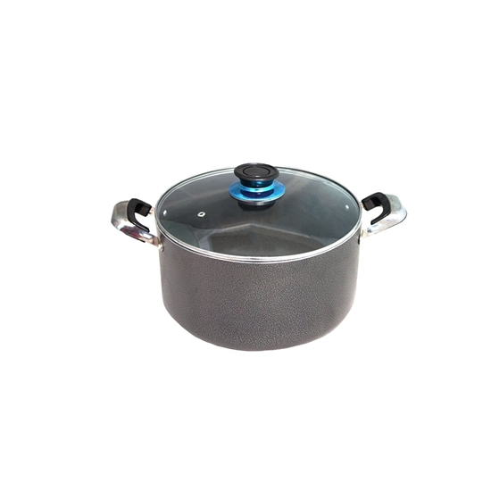 Picture of Grey - Aluminium Cooking Pot with Glass Lid - 26 Cm