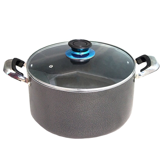 Picture of Grey - Aluminium Cooking Pot with Glass Lid - 30 Cm