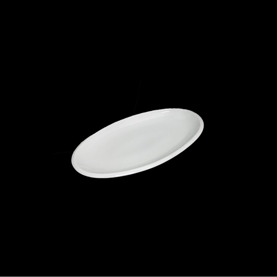 صورة صحن ضيافة عميق بيضاوي الشكل متوسط الحجم باللون الأبيض - 27 × 20سم