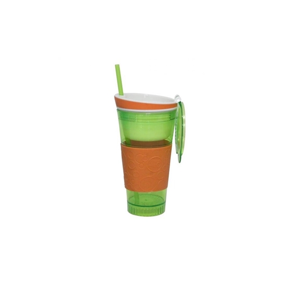 Snackeez Plastic 2 in 1 Snack & Drink Cup Six Cups 6 Assorted