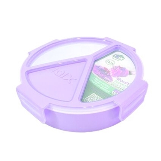 Picture of Leak Proof 3 Compartment Circle Shape Lunch Box - 20 x 5 Cm