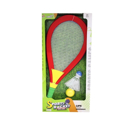 Picture of Badminton Tennis Rackets Kit with one Ball Junior Sports Elastic Mesh Badminton Racquets Set for Kids Outdoors Play Game Toy