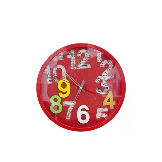 Picture of Red Circle Wall Clock - 30 Cm