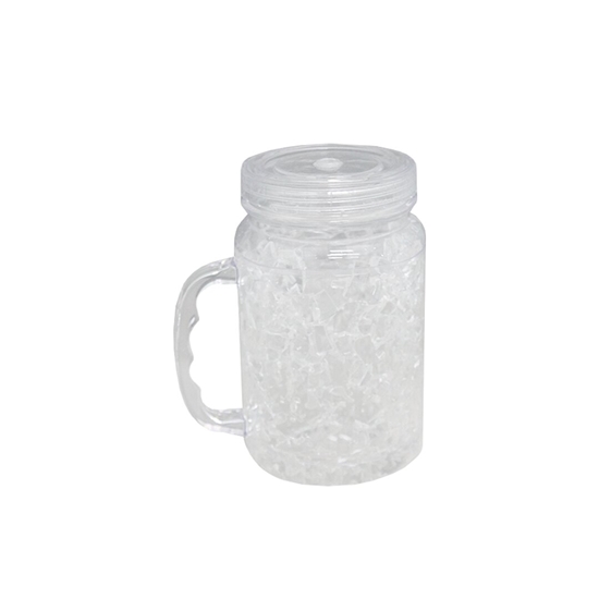 Picture of Frosted cup with lid & straw - 8.2 x 10 Cm