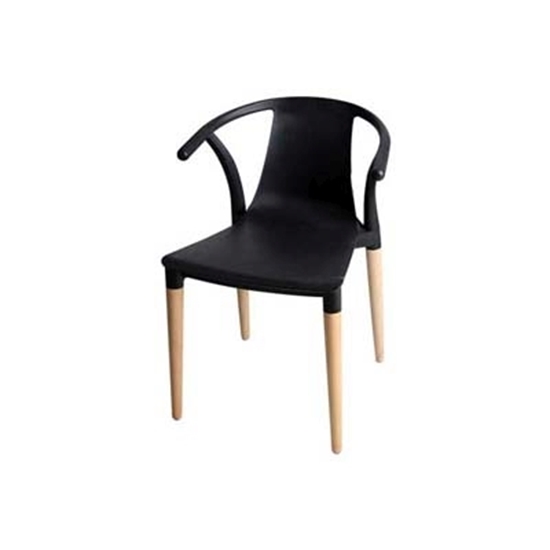 Picture of Modern Plastic Wooden Legs Chair - 46 x 44 x 76 Cm