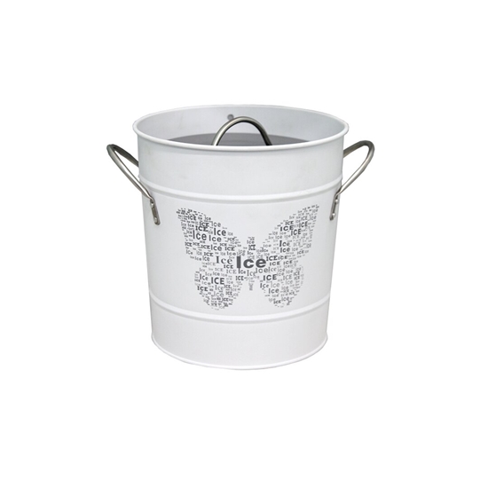 Picture of IRON WHITE ICE BUCKET WITH LID AND SPOON 20*21CM