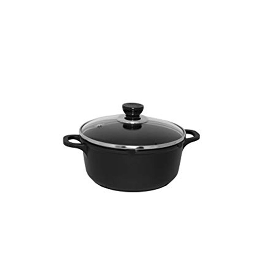 Picture of Black - Aluminium Cooking Pot with Glass Lid - 30 Cm