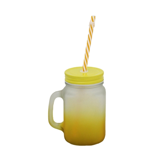 Picture of Frosted Glass Cup with Straw