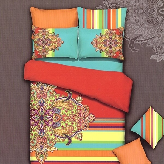 Picture of Queen - 4 Pieces Sheet Set - 100% Cotton Sheets - Fitted Sheet, Duvet, Pillow Cases
