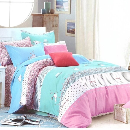Picture of Queen - 4 Pieces Sheet Set - Cotton & Polyester Sheets - Fitted Sheet, Duvet, Pillow Cases