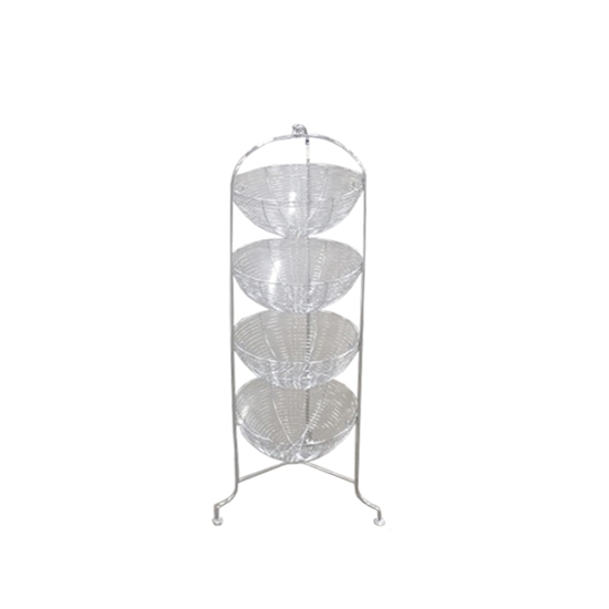 Picture of Fruit & Vegetable, Round, 3-Tier, 28 x 98 cms, Stainless Steel (Multipurpose Kitchen Storage Rack / Shelf)