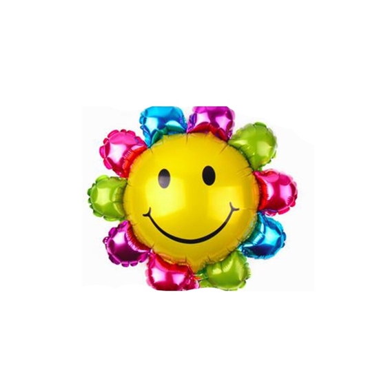 Picture of Smiley Colored Flower Super Shape Foil Balloon 65 x65 cm