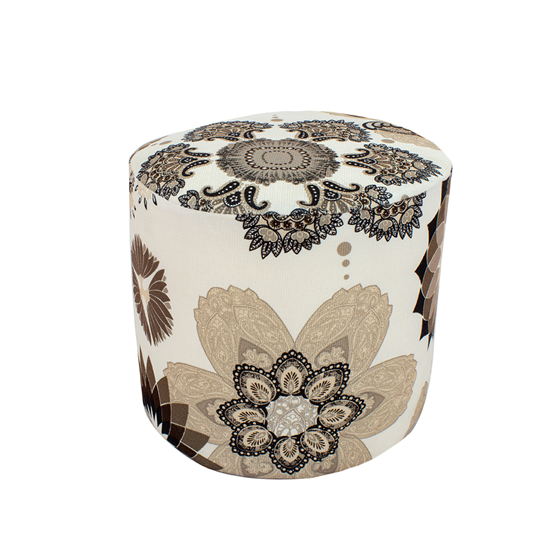 Picture of Printed Ottoman Footstool Round Pouffe - 35 x 32 Cm