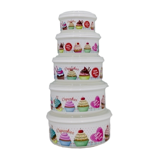 Picture of Tupperware Printed Touch Plastic, Food Storage Set (5-Piece)