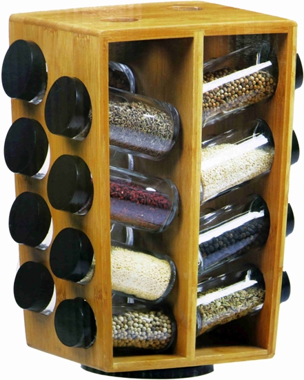 Picture of Glass and Plastic 16 Jar Spice Rack - 22 x 30 Cm