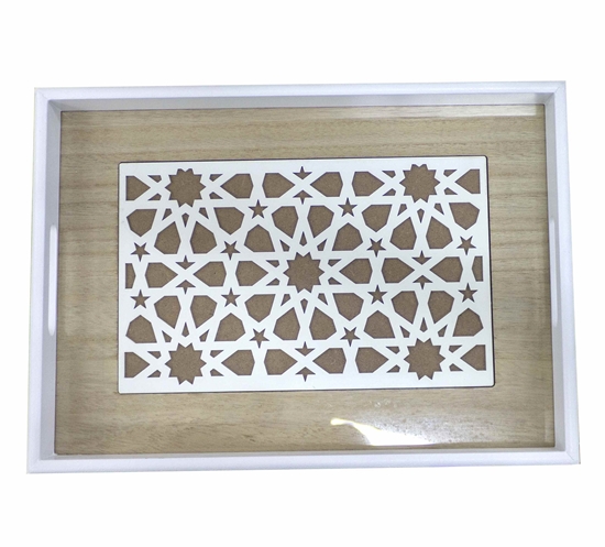Picture of Wooden Serving Tray with Glass Insert - 30 x 40 x 4.5 Cm