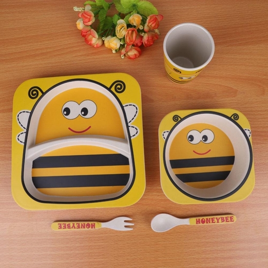 Picture of BEE BAMBOO PLATE SET - 26 x 24 x 9 Cm