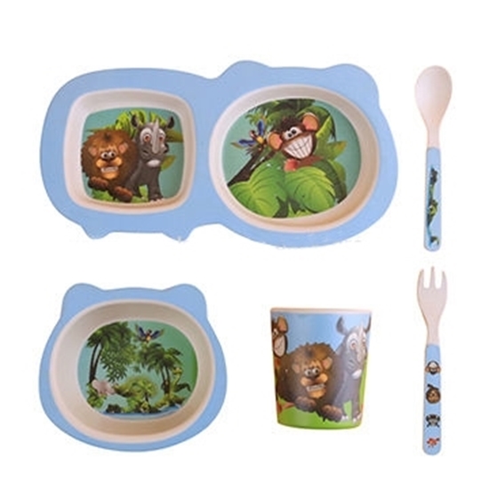 صورة مجموعة أدوات المائدة للأطفال من الخيزران - 26 × 21 × 9 سم