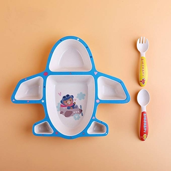 صورة مجموعة أدوات المائدة للأطفال من الخيزران - 30 × 26 × 4 سم