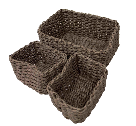 Picture of Nesting Paper Rope Woven Storage Baskets - 26 x 20 x 10 Cm