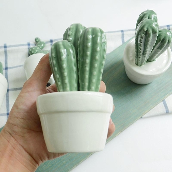 صورة Ceramic Cactus Potted Plants - 12 x 7 Cm