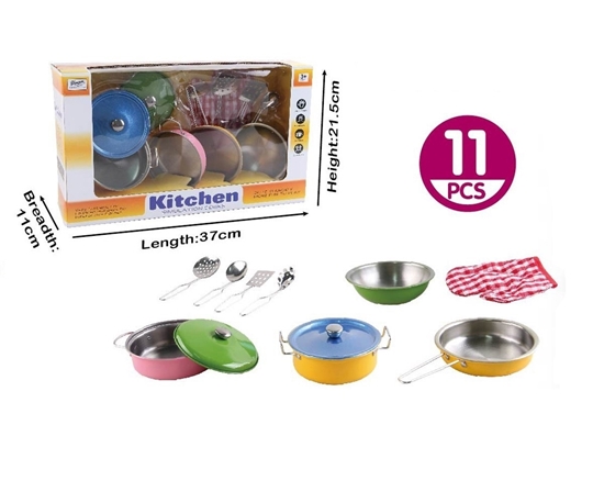Picture of 11pcs Colorful Kids Kitchen Cooking Playset - 73 x 21 x 11 Cm