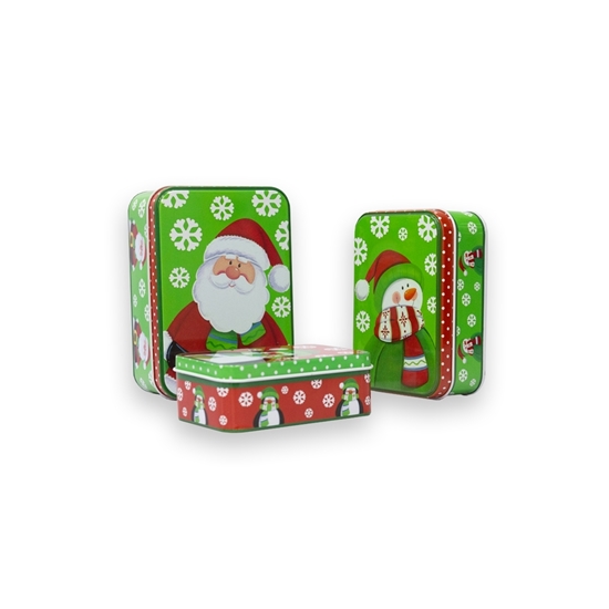 Picture of Christmas Candy Tin Box 3 Pcs - 10/ 12/ 14 Cm