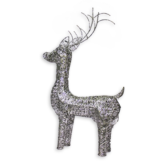 Picture of Christmas Decorations Silver Glitter Deer - 55 x 36 Cm