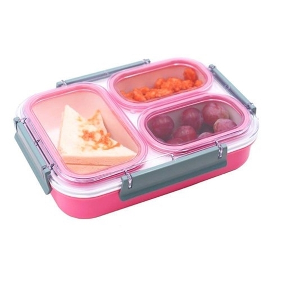 Picture of Plastic Lunch Box with 3 Compartments - 19 x 26 x 5 Cm