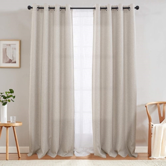 Picture of Light Beige - Living Room Curtain 2 Panels - 140 x 280 Cm
