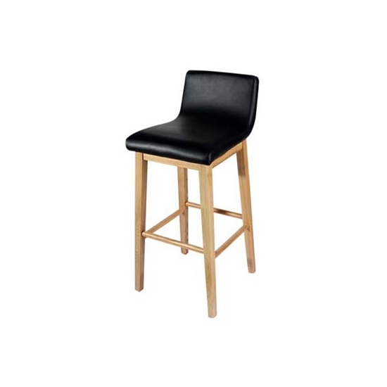 Picture of Leather Stool with Wooden Legs - 41 x 47 x 98 Cm