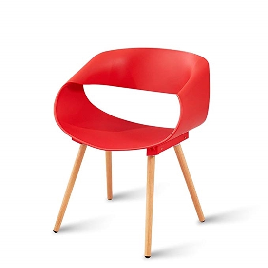 Picture of Modern Plastic Wooden Legs Chair - 58 x 44 x 77 Cm