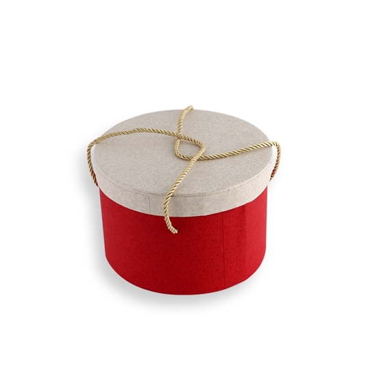 Picture of Round Gift Box with Lid & Rope Handels - 21 x 14 Cm