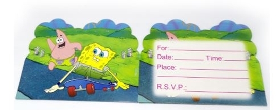 Picture of Invitation Cards SPONGEBOB 10 PCs - 14 x 11 Cm