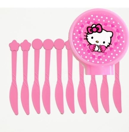 Picture of Plastic Knives HELLO KITTY 10 PCS - 17 Cm