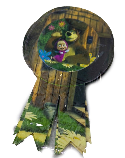 Picture of Party Badge MASHA AND THE BEAR 10 PCS - 15.5 x 9 Cm