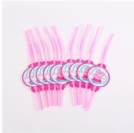 Picture of Plastic Straws PEPPA PIG 10 PCS - 16.2 Cm