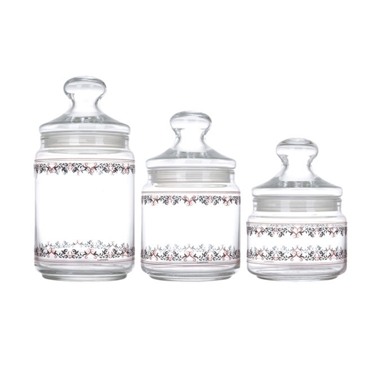 Picture of Luminarc - Set of glass jars with lid, 3pcs - 0.5L, 0.75L, 1L