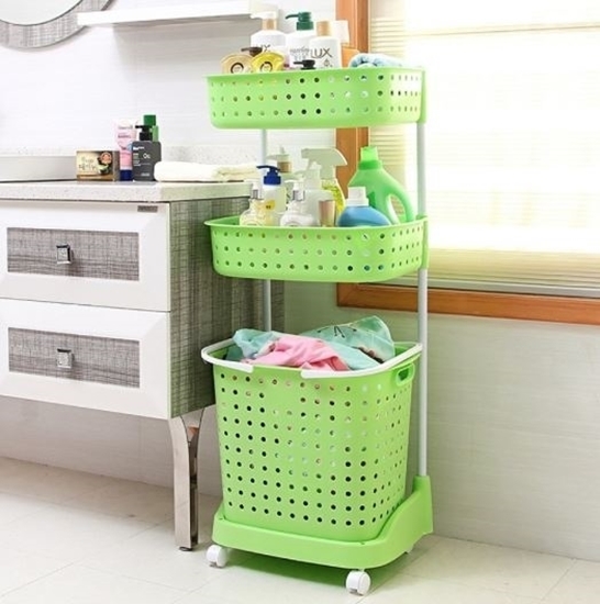 Picture of Multi Tier Laundry Basket with Wheels - 113 x 39 Cm