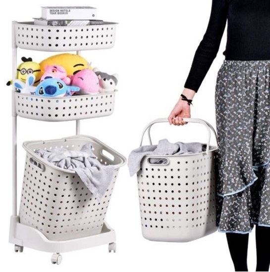 Picture of Multi Tier Laundry Basket with Wheels - 113 x 39 Cm