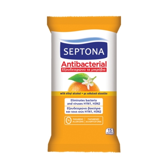 Picture of Septona - Antibacterial Wipes Orange Blossom -15 PCs
