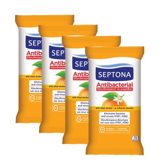 Picture of Septona - Antibacterial Wipes Orange 15 PCs - (2+2 FREE)