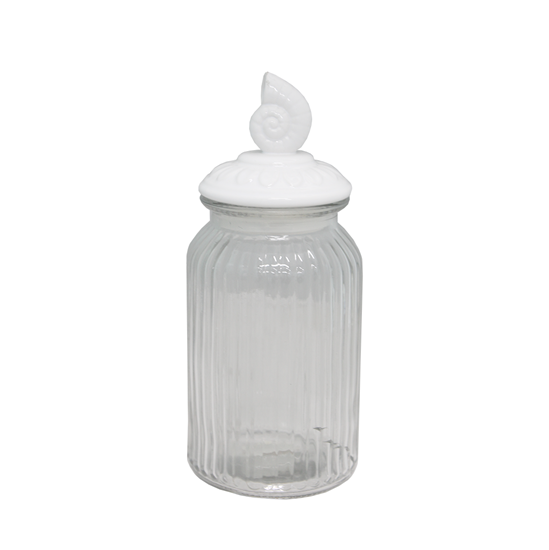 Picture of Food Glass Jar  with Ceramic Lid - 9.5 x 18 Cm