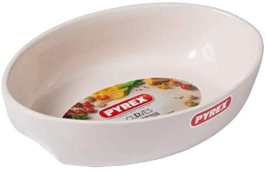 Picture of Pyrex - Curves White Ceramic Oval Roaster - 33 x 21 Cm