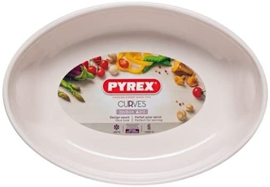Picture of Pyrex - Curves White Ceramic Oval Roaster - 33 x 21 Cm