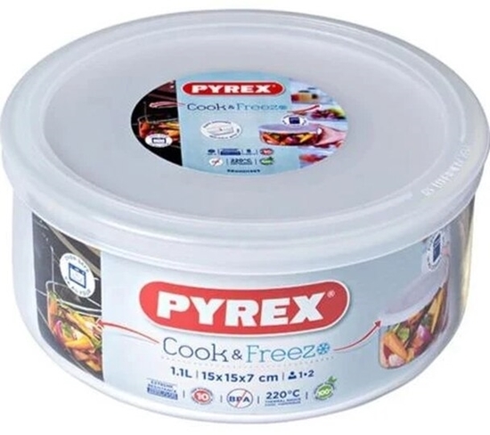 Picture of Pyrex - Classic Glass Round Dish with Plastic Lid 15 x 15 x 7 Cm - 1.1L