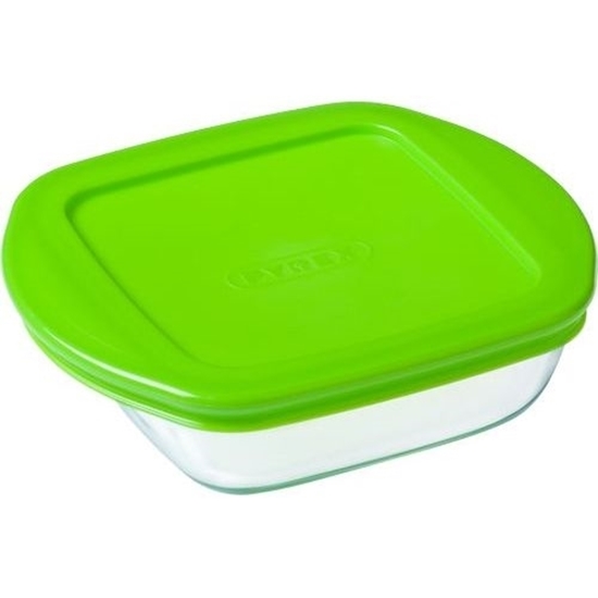 Picture of Pyrex - Cook & Store Square Dish with Green Lid, 0.35 L - 14 x 12 x 4 Cm